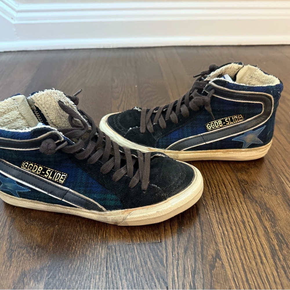 Golden Goose Slide High Top Plaid Skate Sneakers size 36 (6) - Picture 3 of 9